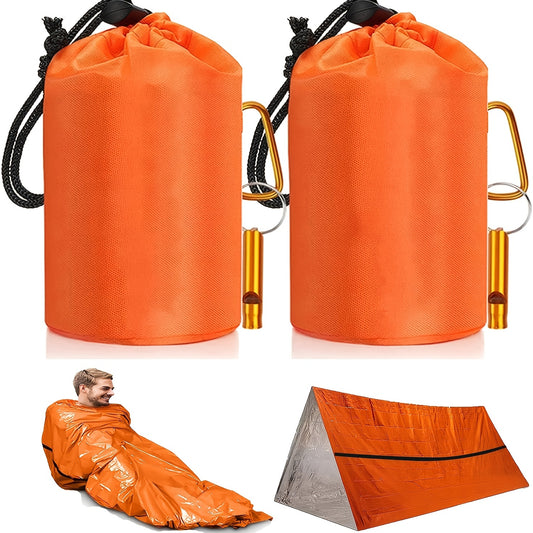 2-Pack Ultra-Lightweight Emergency Sleeping Bags - Insulated Waterproof Bivy Sacks for Camping, Hiking - Durable Portable Survival Blanket Ideal for Outdoor Adventures