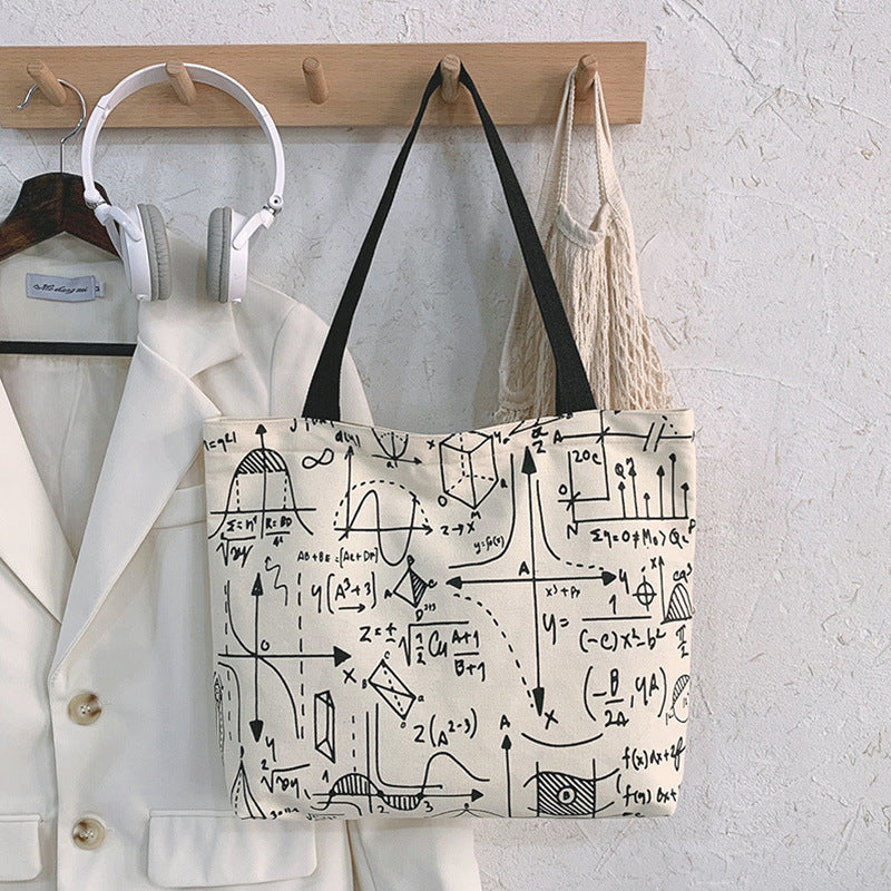 Personalized Graffiti Canvas Bag Large Capacity Casual Fashion All-Match Shopping Tote Bag Ins Fresh And Sweet Shoulder Bag