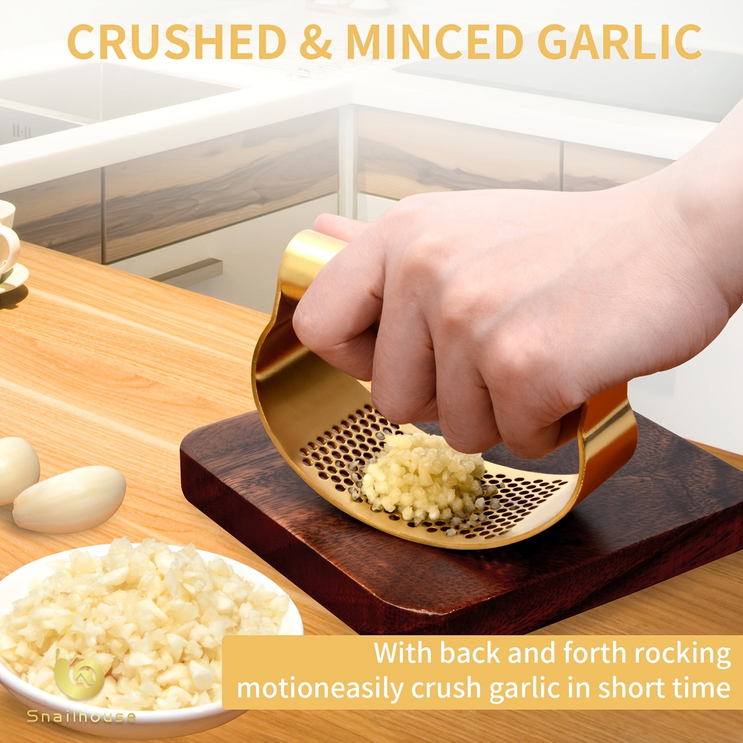 1pc, Garlic Press, Stainless Steel Garlic Press, Rocker Metal Garlic Mincer, Washable Garlic Crusher, Kitchen Garlic Chopper, Garlic Masher, Kitchen Stuff, Kitchen Gadgets, Apartment Essentials, College Dorm Essentials, Kitch
