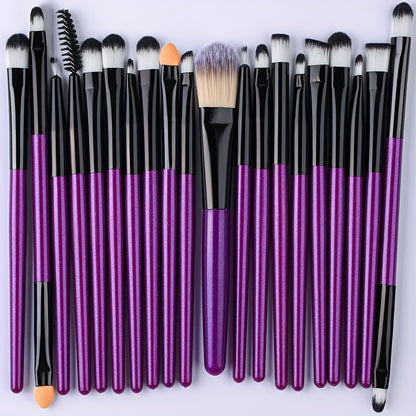 20-Piece Hypoallergenic Makeup Brush Set with Nylon Bristles - Luxe Palm Brushes for Foundation, Blush, Eye Shadow, Eyebrow, & Lip, All Skin Types, ABS Rod - Professional & Beginner Kit, Travel-Friendly