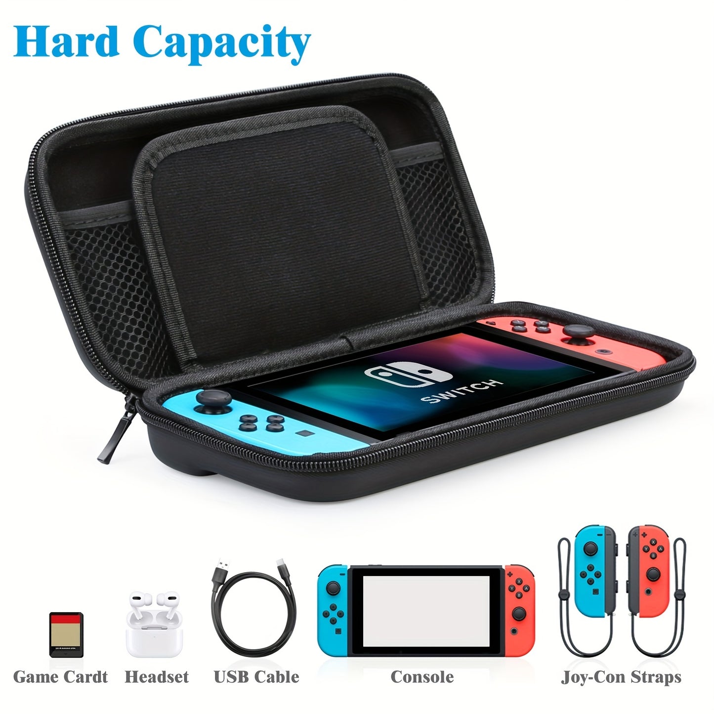 Waterproof Nintendo Switch Carry Case - Durable & Slim-Fit Hard Protection - Secure Storage for Console, Games, Accessories, and Controllers - Perfect for On-the-Go Gamers