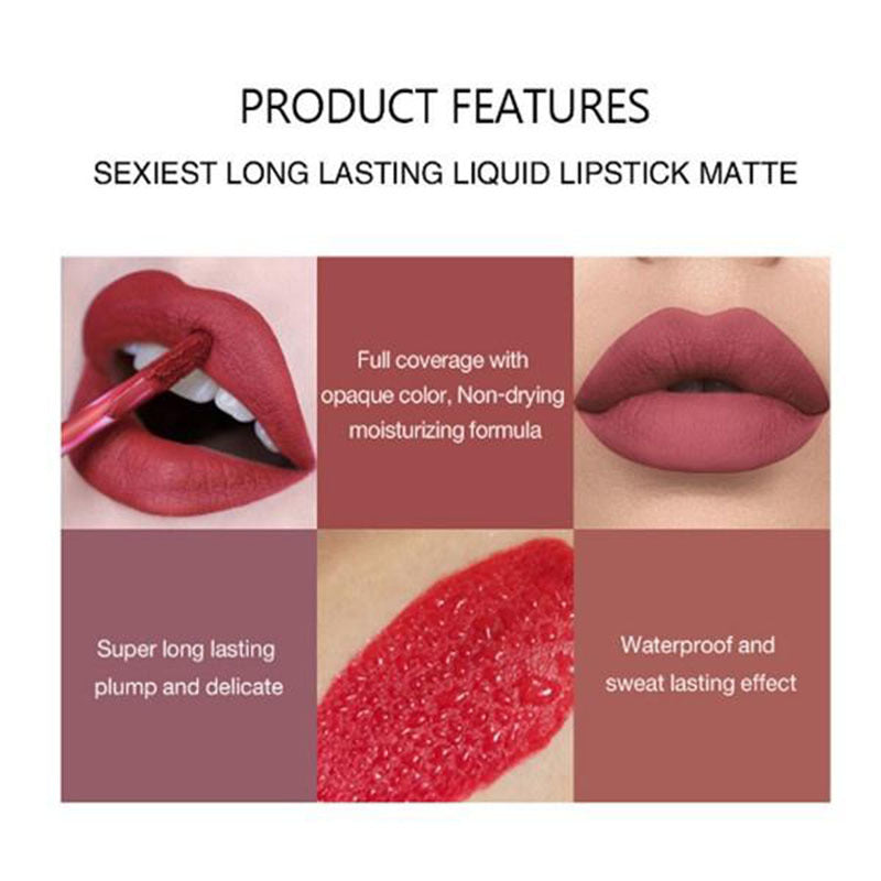 6 Pcs/Set New Long Lasting Waterproof Lipstick Set Women Lips Makeup Cosmetic Valentine's Day Gifts