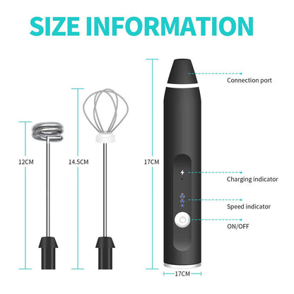 Wireless Electric Milk Frother With USB Charging - Handheld Mini Blender For Coffee, Cappuccino, And Cream - Portable Whisk Mixer With Fast Foam Technology