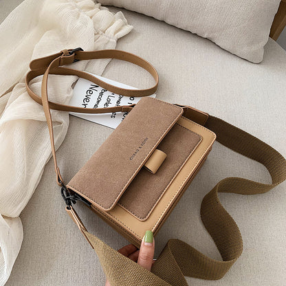 Two Tone Crossbody Bag, Mini Square Flap Purse, Women's Faux Leather Shoulder Bag (7.5*5.9*2.95) Inch