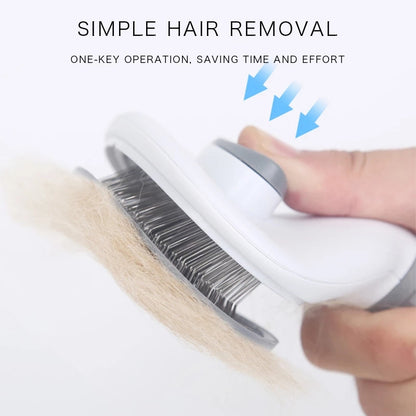 Self-Cleaning Pet Grooming Brush Dogs & Cats - Easy Hair Removal Comb with Soft