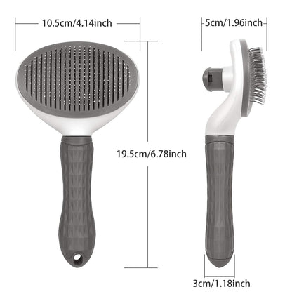 Self-Cleaning Pet Grooming Brush Dogs & Cats - Easy Hair Removal Comb with Soft