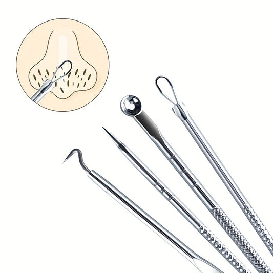 4pcs/set Acne Blackhead Needle Black Spot Pimple Blemish Remover Skin Care Women Beauty Acne Care Pore Cleanser Needle Hook