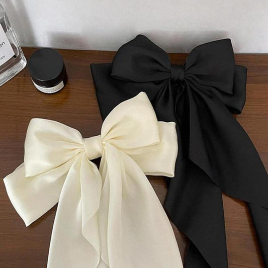 2pcs Solid Color Ribbon Bowknot Shaped Hair Clips Elegant Hair Barrettes Trendy Hair Decoration For Women And daily use Wear
