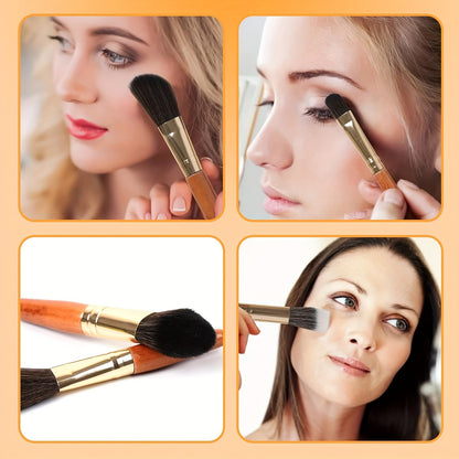 Luxurious 13pcs Golden Makeup Brush Set Includes Perfect Soft Pouch - Premium Pinkish Hue Cosmetic Implements with High-Quality Fibers for Flawless Application, Portable Case