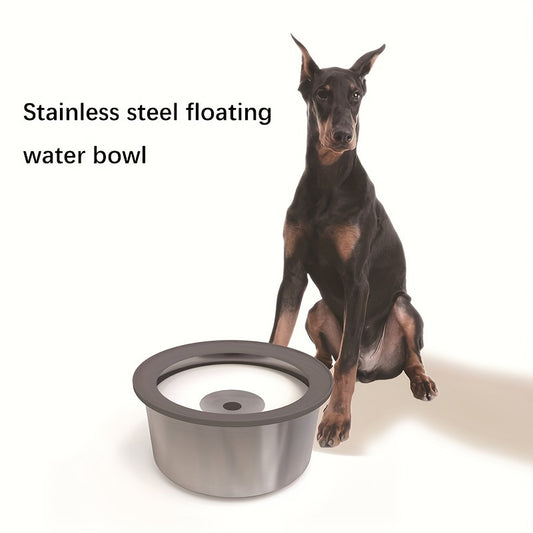 Stainless Steel Dog Water Bowl with Floating Disk Design, Anti-Spill Non-Wet Mouth Pet Drinking Bowl, Slow Feeder Water Dispenser for Dogs, Portable for Vehicle/Outdoor/Indoor Use