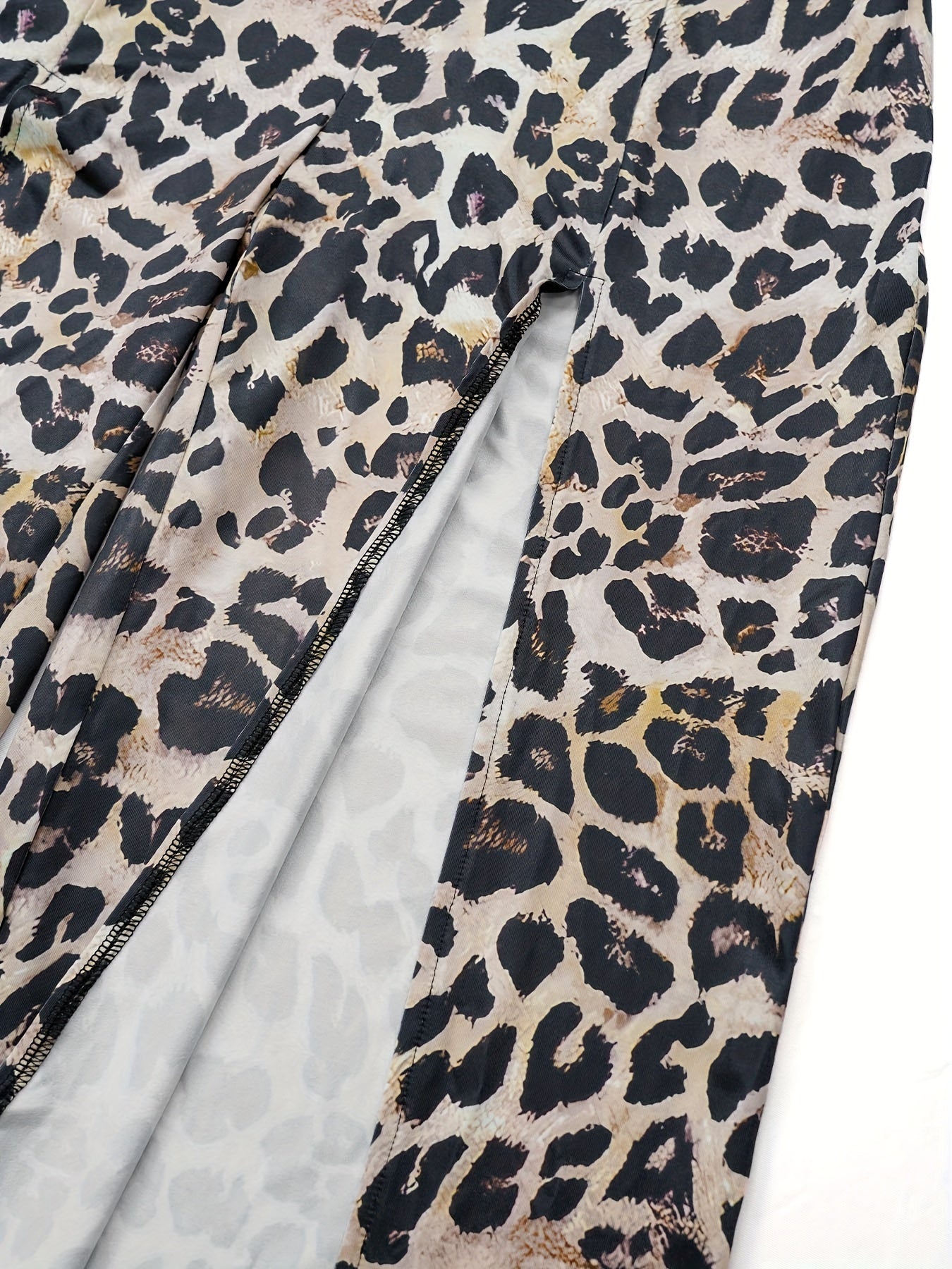 Sultry Leopard Print Bodycon Jumpsuit - High-Waisted, Open Back, Polyester Elastane Blend, All-Season Fashion for Women, Sexy and Confident Style