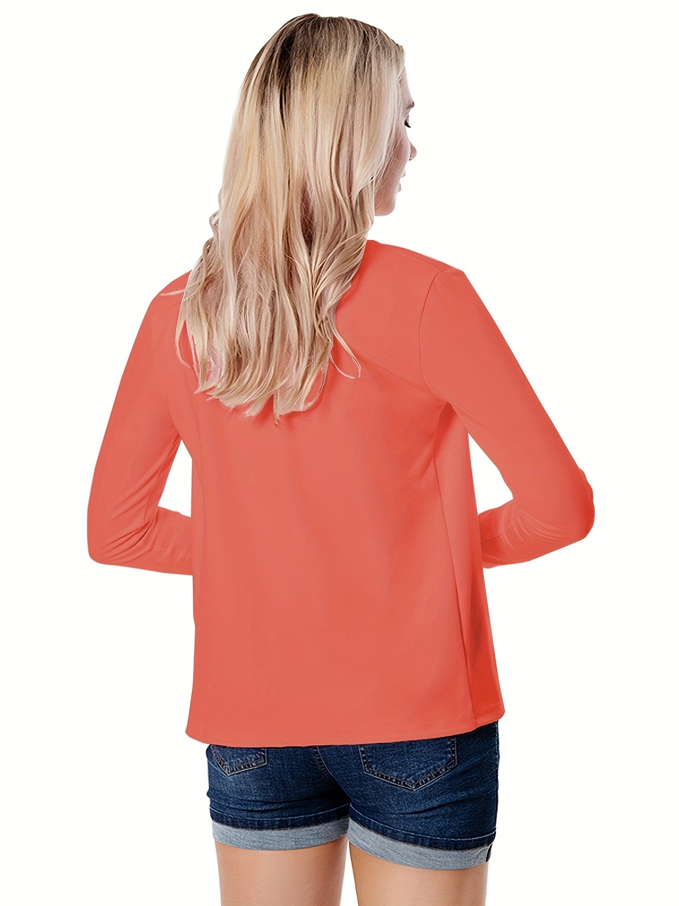 Solid Open Front Blazer, Casual Long Sleeve Blazer For Office & Work, Women's Clothing