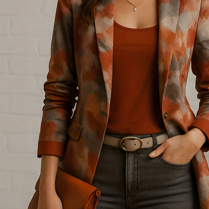 Chic All Over Print Blazer | Regular Sleeve, Single Button Placket, Versatile Slim Fit Jacket for All Seasons