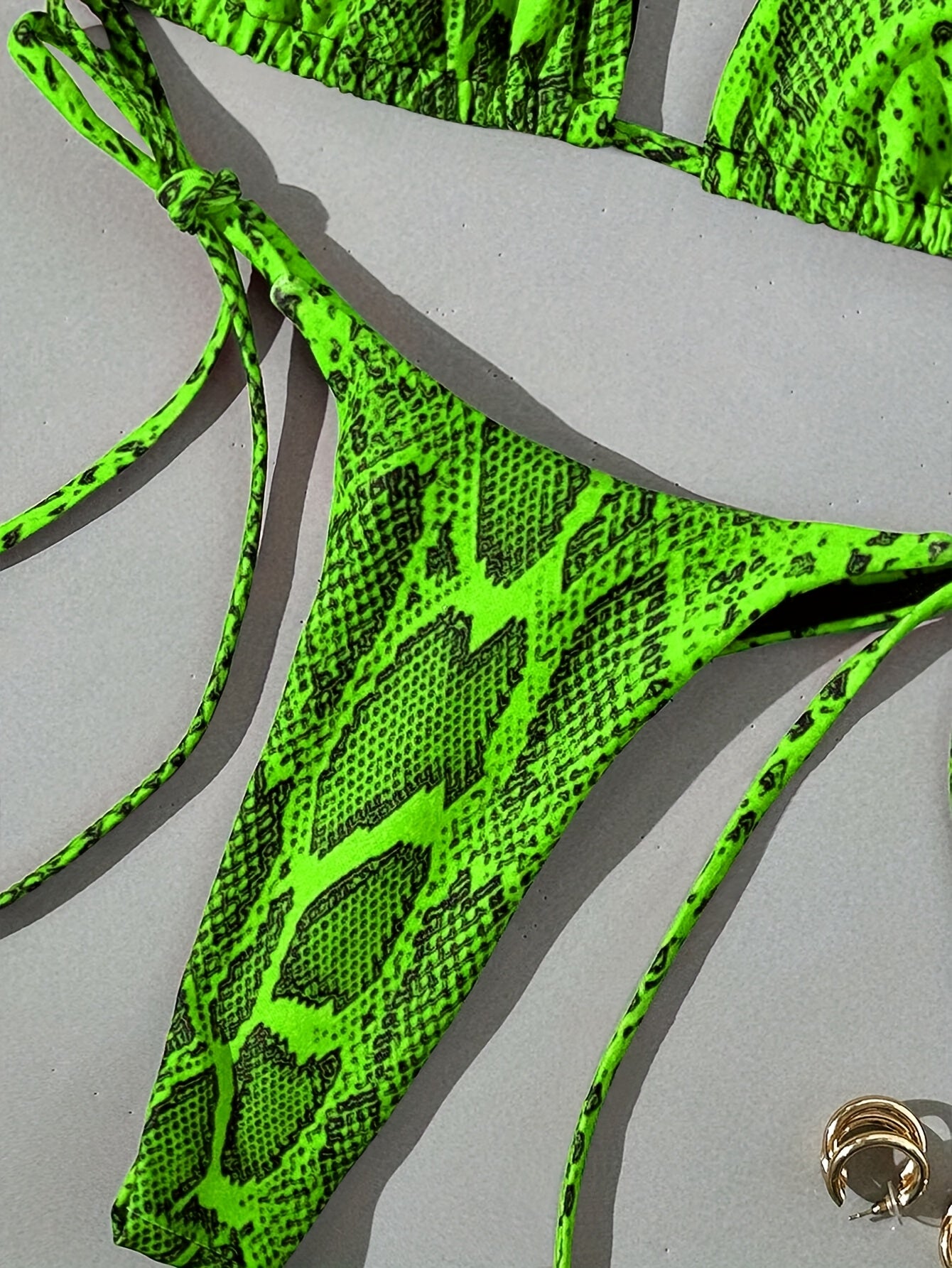 Snake print swimsuit two-piece bikini with tie straps