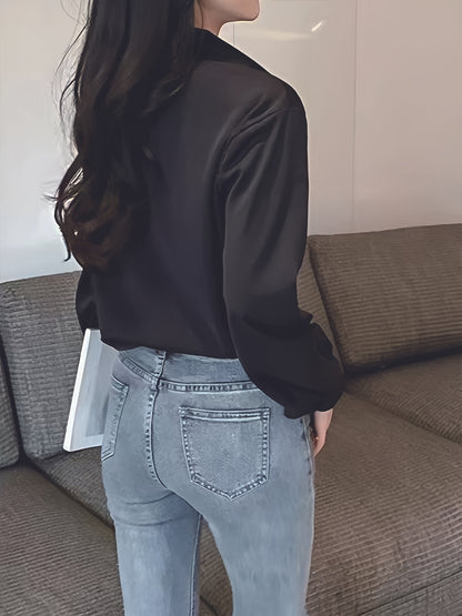 2024 Women's Professional Long Sleeve Shirt - Slim-Fit Square Neck Blouse with Semi-Sheer Fabric, White Office Workwear for Spring/Summer, Middle Eastern-Inspired Elegant Work Attire, Work Blouse