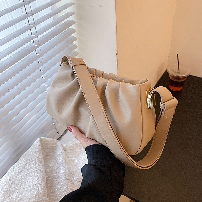 Vintage Cloud Women Shoulder Bag PU Leather Crossbody Bags New Autumn Winter Female Under Arm Bag Fashion Solid Purse Bags