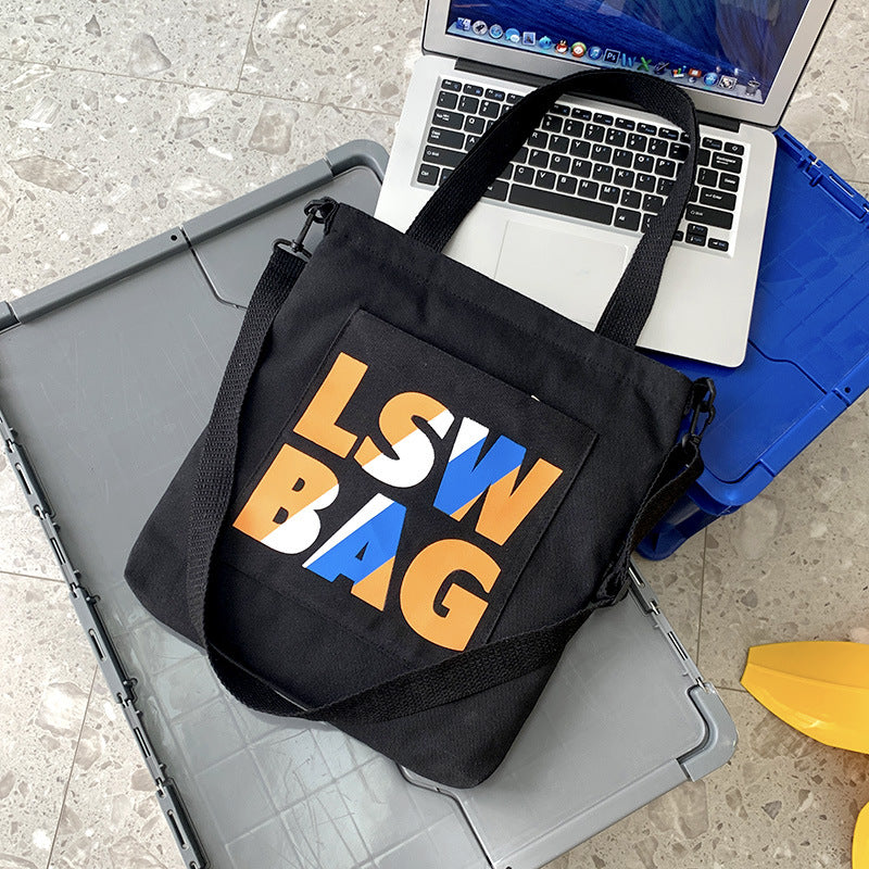 New Ins Letter Canvas Bag Unisex Diagonal Bag With Pendant Bag Dual-Purpose Canvas Bag