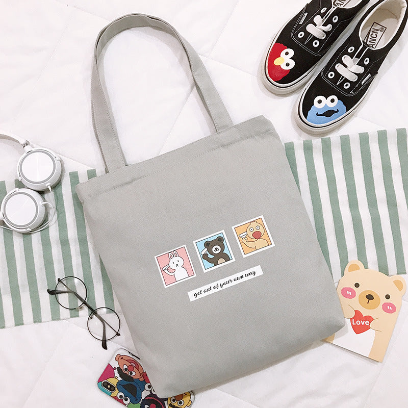 Bag Women's New Cartoon Cute Student Shoulder Bag Canvas Tote Bag