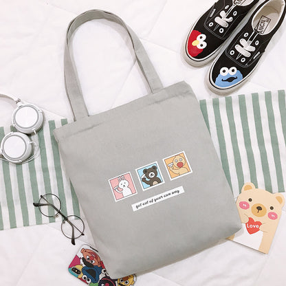 Bag Women's New Cartoon Cute Student Shoulder Bag Canvas Tote Bag