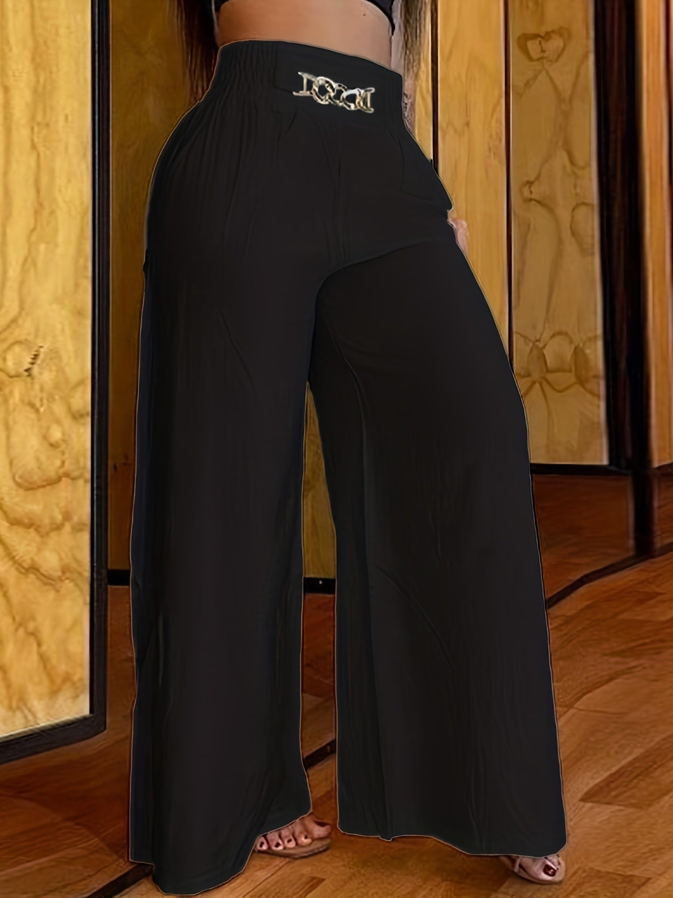 Abstract Face Print Pants, Casual Wide Leg High Waist Pants, Women's Clothing