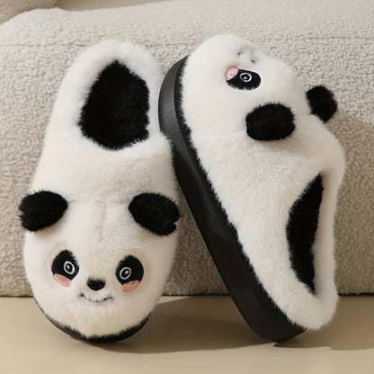 Winter New Cartoon Panda Cute Plush Slippers For Women's Indoor Home, Warm And Comfortable, Anti Slip Soft Slippers