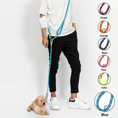 Reflective Hands-Free Dog Leash For Hiking, Walking, And Running - Adjustable Waist And Crossbody Rope For Small And Large Dogs - Bungee Leash For Shock Absorption And Comfort