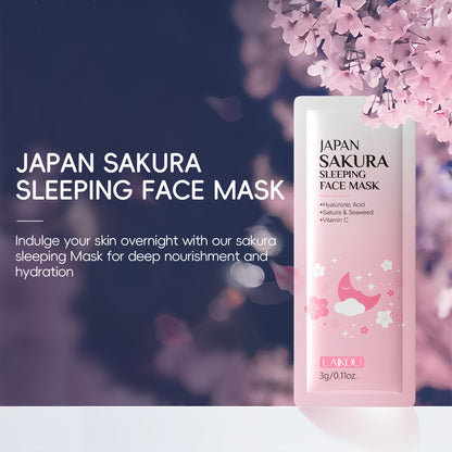 LAIKOU Sakura Facial Cleansing & Moisturizing 15pcs/Set, with 5pcs Sleeping Mask, 5pcs Lip Mask, 50g Facial Wash, 80g Facial Scrub, Cute Hairband & Cleansing Brush, Gently Clean Skin, Free Gift Of Aloe Vera Foundation, Full O