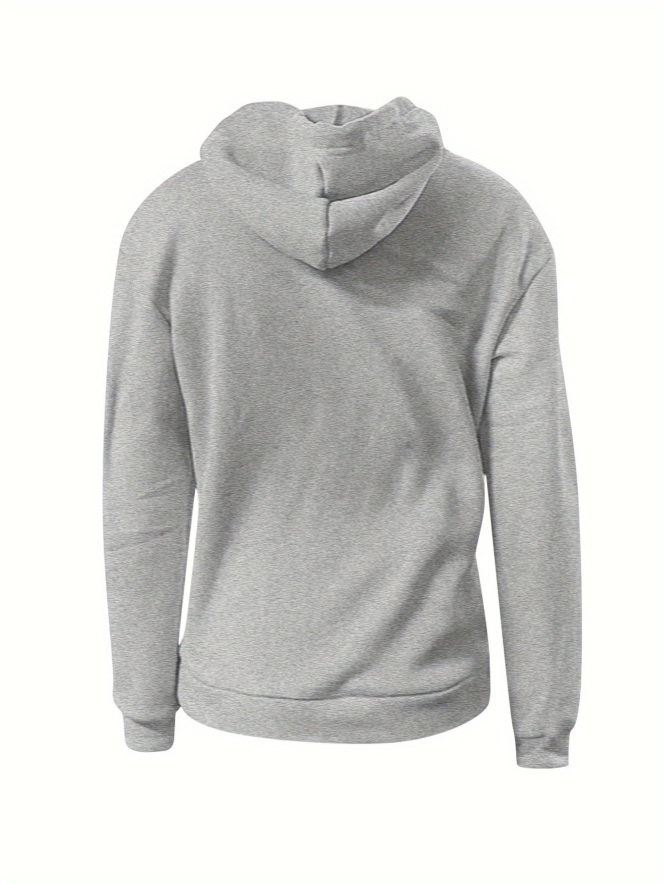 Solid Kangaroo Pocket Hoodie Without Pants, Casual Long Sleeve Drawstring Hoodies Sweatshirt, Women's Clothing