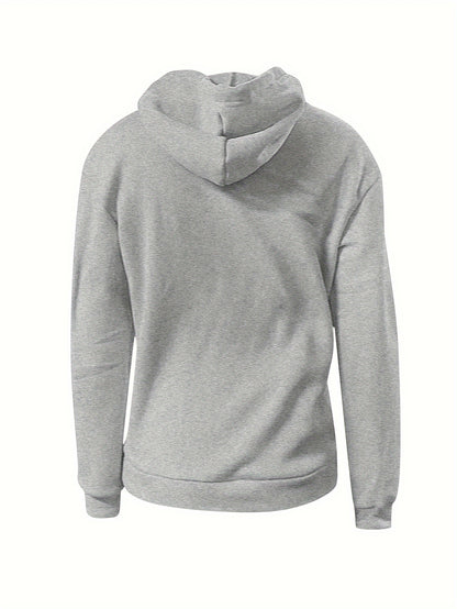 Solid Kangaroo Pocket Hoodie Without Pants, Casual Long Sleeve Drawstring Hoodies Sweatshirt, Women's Clothing