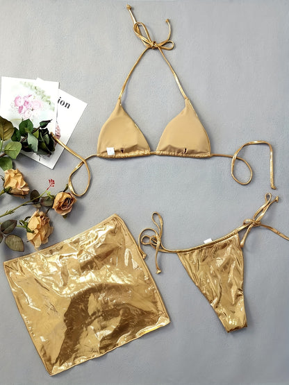 24 European and American Cross-border Bikini Set Sexy Slim Fit Glitter Fabric Nightclub Bikini Hot Selling