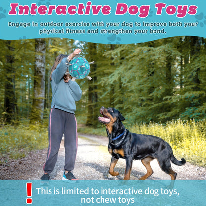 Pet Dog Toy with Built-in Rope and Inflatable Football for Interactive Dog Toy, Indoor and Outdoor Dog Toy, Lake Blue Dog Football Suitable for Large, Medium and Small Dogs