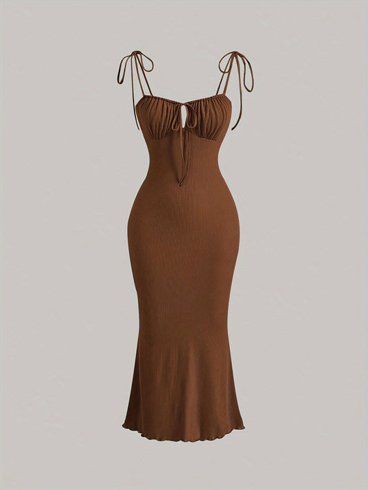 Lace Up Cut Out Ruched Dress