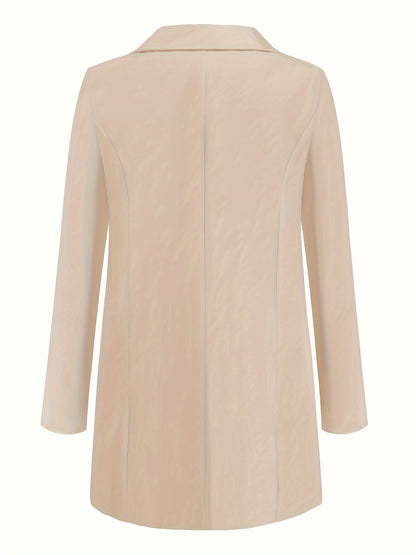 Stylish Blue Open Front Blazer for Women - Slim Fit, Long Sleeve, Casual Office & Work Jacket with Pockets, Lightweight Polyester, Machine Washable, Spring/Summer/Fall Wear, Casual Office Wear | Slim Fit Jacket | Glossy Finis