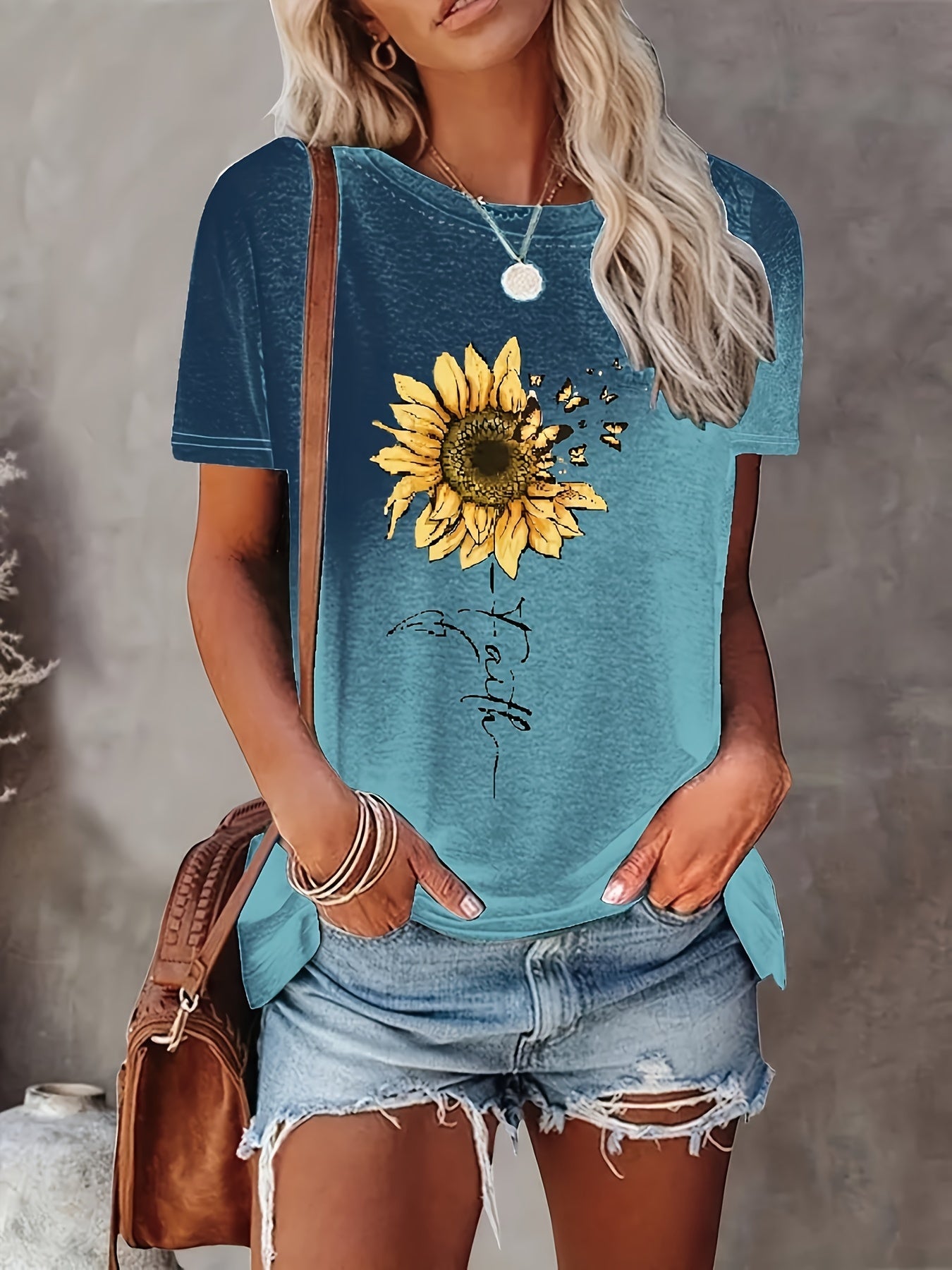 graphic print t-shirt, short sleeve crew neck casual top for summer & spring, Women's clothing, Half Sleeve T Shirts for Women, Summer for Women T Shirt, Womens Tshirts, T Shirt, Spring Fashion, Relaxed Fit, Trendy Tshirt, Br