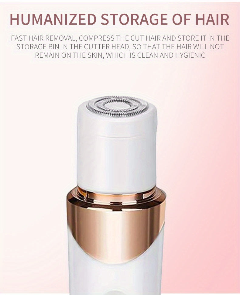 4-in-1 Women's Electric Razor - Wet & Dry Hair Remover For Pubic Hair, Eyebrow, Nose, Face, Legs, Underarms - Portable Bikini Trimmer - Rechargeable & Cordless - Gentle & Effective Hair Shaving