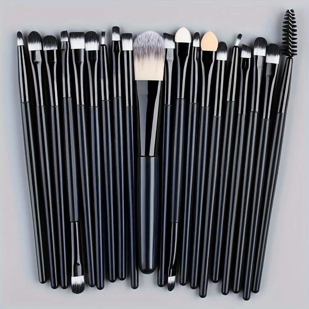 20-Piece Hypoallergenic Makeup Brush Set with Nylon Bristles - Luxe Palm Brushes for Foundation, Blush, Eye Shadow, Eyebrow, & Lip, All Skin Types, ABS Rod - Professional & Beginner Kit, Travel-Friendly