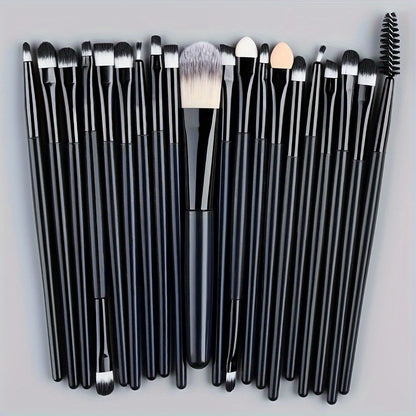 20-Piece Hypoallergenic Makeup Brush Set with Nylon Bristles - Luxe Palm Brushes for Foundation, Blush, Eye Shadow, Eyebrow, & Lip, All Skin Types, ABS Rod - Professional & Beginner Kit, Travel-Friendly