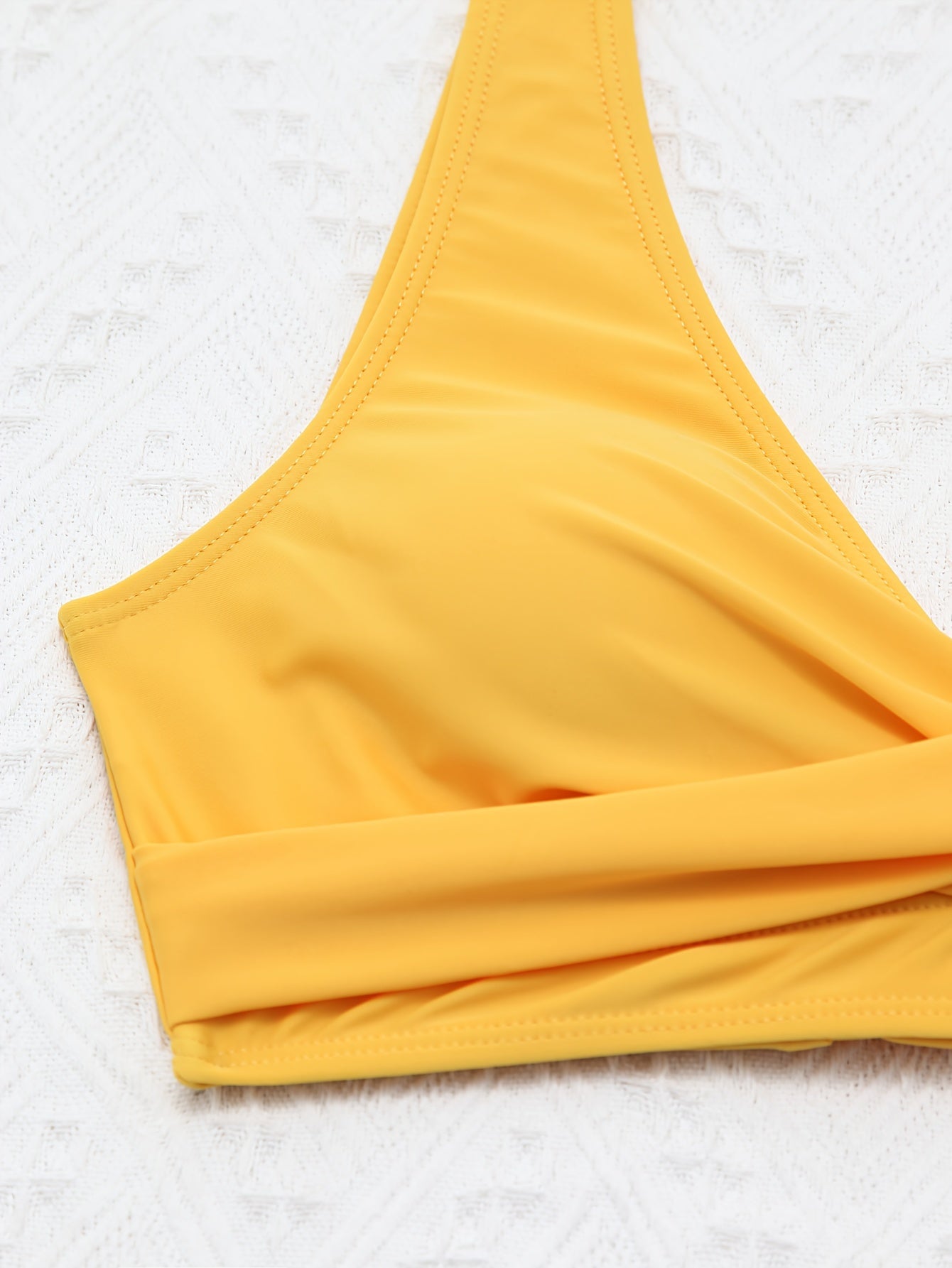 2 Piece Yellow Crisscross Tie Back Top and Vibrant Lemon Print Bottoms Set - Women's Swimwear & Clothing - Stylish Bikini Swimsuits for Summer Vacation