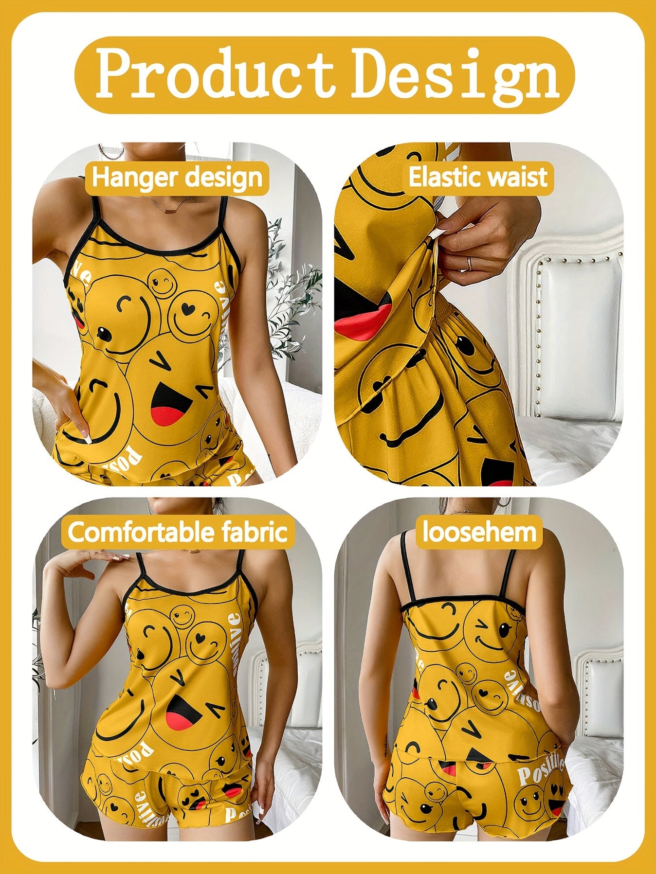 [Cute Pajama Set] Super Cute Printed Pajama Set | A Whimsical Featuring Elastic Waistband Shorts And a Comfortable Loose Top, Perfect for a Delightful And Restful Sleep