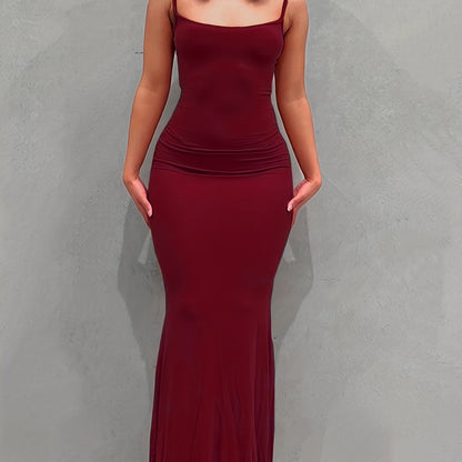 Women's Casual Lounge Slip Long Dress, Sexy Sleeveless Backless Bodycon Maxi Dress, Women's Clothing