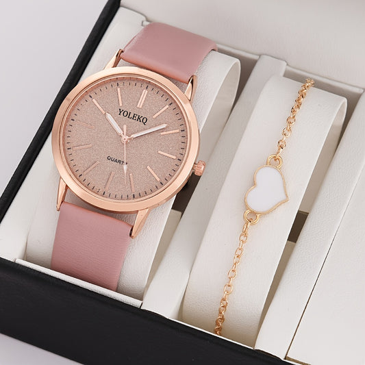 2pcs/Set   Quartz Watch Fancy Women Watches Jewelry Sophisticated And Stylish Women Watch