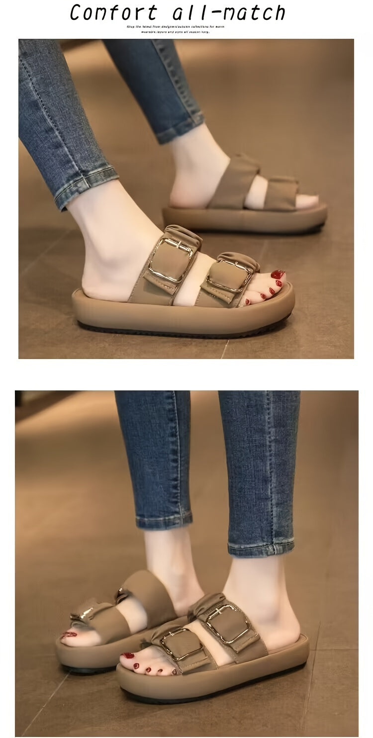 [New Style Thick Sole Slippers] New Style Thick Sole Slippers - Anti-slip Beach Slippers for Pregnant Women in Summer 2024 - Cool High-end One-Word Slippers