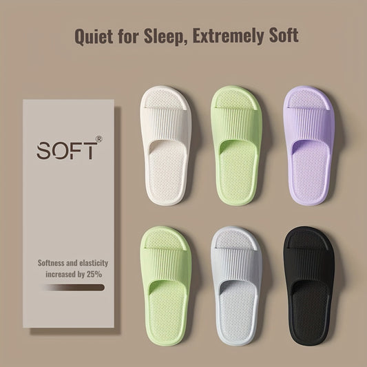 [Comfortable Slippers] Comfortable EVA Material Indoor Slippers for Women | All-Season White Slides with Ribbed Texture Design, Hand Washable, Solid Color