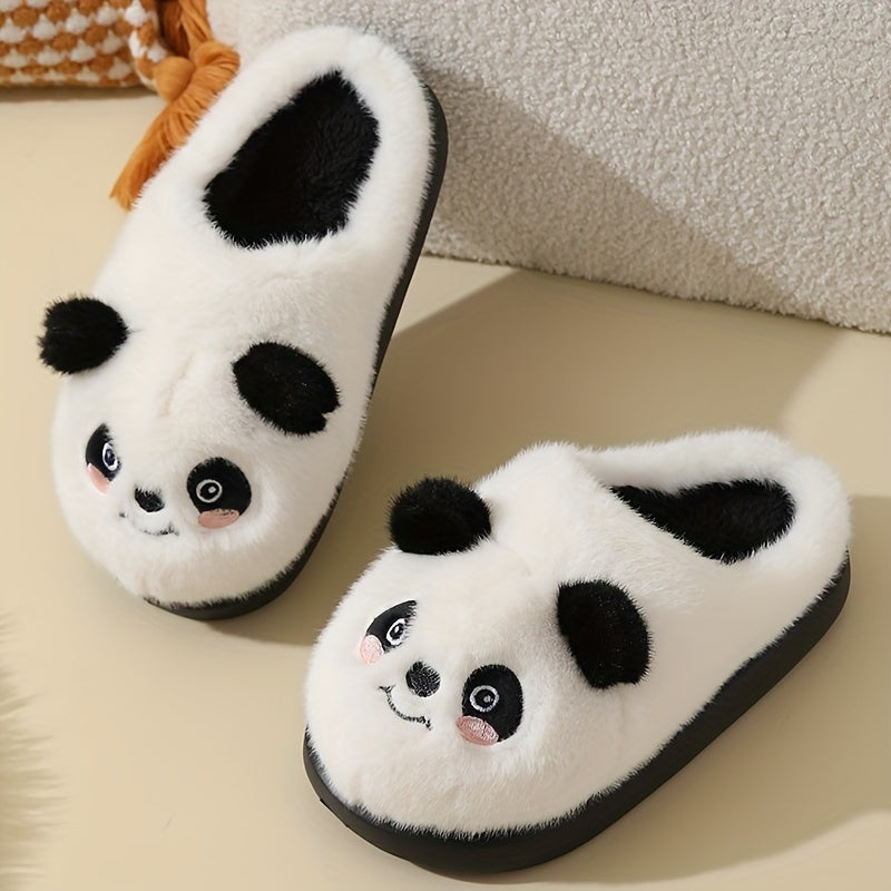 Winter New Cartoon Panda Cute Plush Slippers For Women's Indoor Home, Warm And Comfortable, Anti Slip Soft Slippers