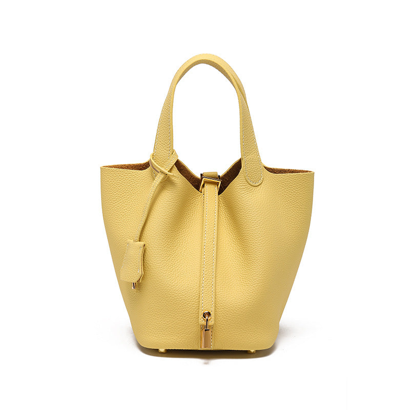 Head layer cowhide bucket bag women's leather high-end handbag