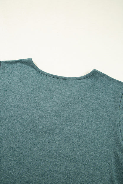 Mist Green Crisscross V Neck Butterfly Sleeve T Shirt