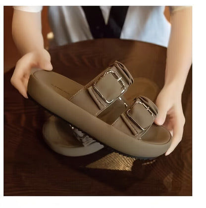 [New Style Thick Sole Slippers] New Style Thick Sole Slippers - Anti-slip Beach Slippers for Pregnant Women in Summer 2024 - Cool High-end One-Word Slippers