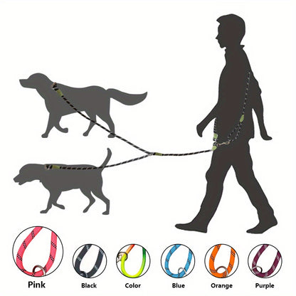 Reflective Hands-Free Dog Leash For Hiking, Walking, And Running - Adjustable Waist And Crossbody Rope For Small And Large Dogs - Bungee Leash For Shock Absorption And Comfort