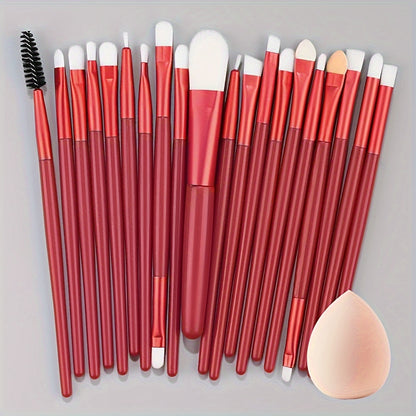 20-Piece Hypoallergenic Makeup Brush Set with Nylon Bristles - Luxe Palm Brushes for Foundation, Blush, Eye Shadow, Eyebrow, & Lip, All Skin Types, ABS Rod - Professional & Beginner Kit, Travel-Friendly