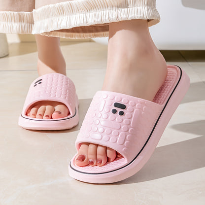 [Soft Slides] Soft Pink Women's Summer Slides | Non-Slip High-Density Geometric Pattern, Machine Washable, Comfortable Home Shoes for Relaxation, Ladies Slippers, Thick Sole Indoor Slippers, EVA
